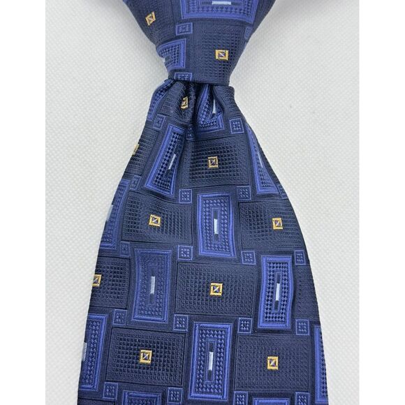 Other - Roberto Villini Couture Silk Necktie Men Italian Blue Jacquard‎ Geo 3.5"Wx59"L